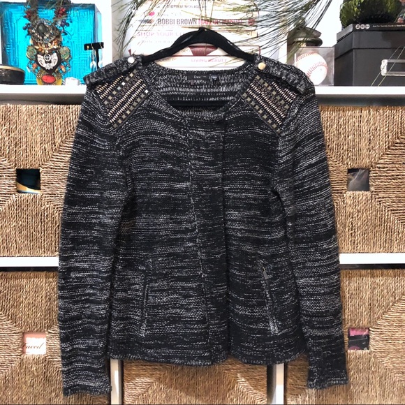 Dex Jackets & Blazers - Dex Knit Sweater Jacket with Beaded Shoulders